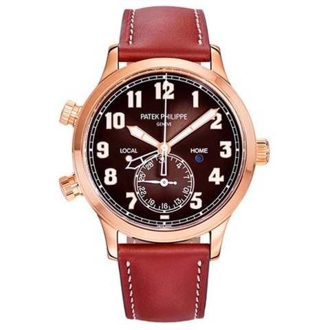Đồng hồ Patek Philippe Complications Calatrava Pilot Travel Time Rose Gold 5524R-001 Mặt Số Nâu 42mm