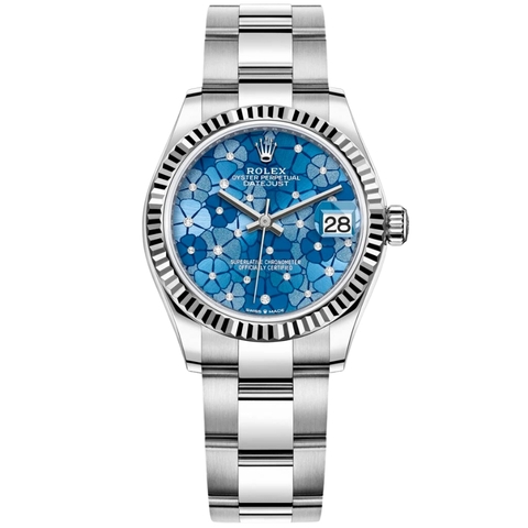 Đồng Hồ Rolex Datejust 31 278274-0035 Mặt Số Hoạ Tiết Hoa Azzurro Màu Xanh Dương Dây Đeo Oyster Thép