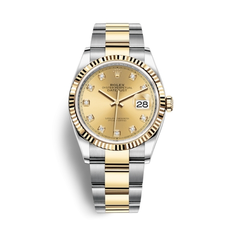 Đồng Hồ Rolex Datejust 36 126233-0018 Mặt Số Vàng Dây Oyster