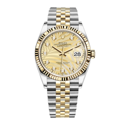 Đồng Hồ Rolex Datejust 36 Mặt Số Cây Cọ Vàng 126233-0043