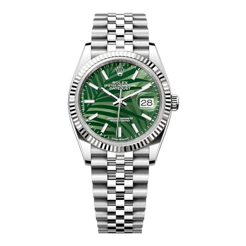 Đồng Hồ Rolex Datejust 36 Mặt Số Lá Cọ Xanh 126234-0047