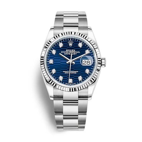 Đồng Hồ Rolex Datejust 36 126234-0058 Mặt Số Nếp Gấp Xanh Dương Đậm Dây Đeo Oyster Thép