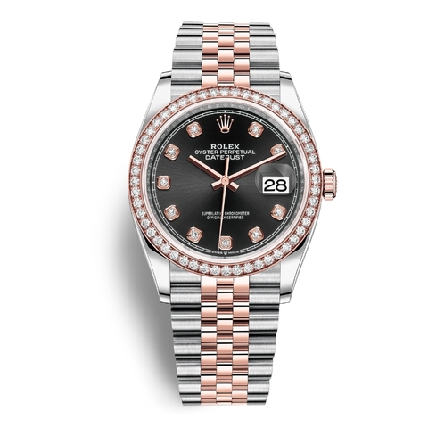 Đồng Hồ Rolex Datejust 36 Mặt Số Đen Sáng Nạm Kim Cương 126281RBR-0007