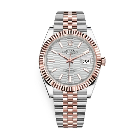 Đồng Hồ Rolex Datejust 41 Mặt Số Nếp Gấp Bạc 126331-0018