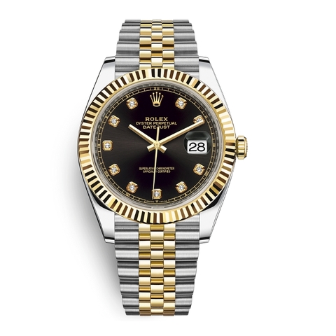 Đồng Hồ Rolex Datejust 41 126333-0006 Black Dial Mặt Số Đen Dây Đeo Jubilee Thép Vàng Vàng