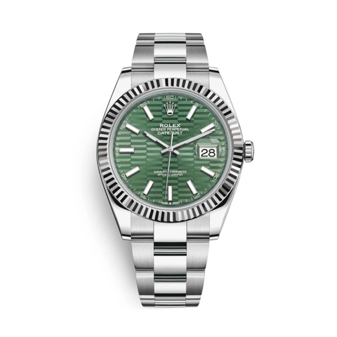 Đồng Hồ Rolex Datejust 41 126334-0029 Mặt Số Nếp Gấp Xanh Lá Dây Đeo Oyster Thép