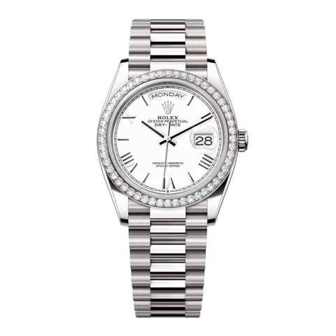Đồng Hồ Rolex Day-Date 36 128349RBR Mặt Số Trắng