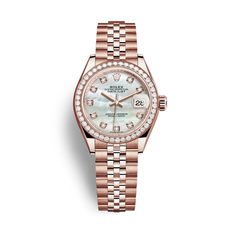 Đồng Hồ Rolex Lady-Datejust 28 279135RBR-0019 Mother Of Pearl Mặt Số Xà Cừ Dây Đeo Jubilee Vàng Hồng