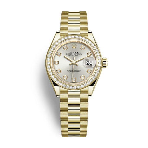 Đồng Hồ Rolex Lady-Datejust 28 279138RBR-0019 Mặt Số Bạc Dây Đeo Jubilee Vàng Vàng