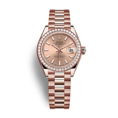 Đồng Hồ Rolex Lady-Datejust 28 279135RBR-0025 Mặt Số Hoa Hồng Dây Đeo Jubilee Vàng Hồng