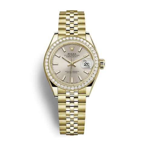 Đồng Hồ Rolex Lady-Datejust 28 279138RBR-0012 Mặt Số Bạc Dây Đeo Jubilee Vàng Vàng