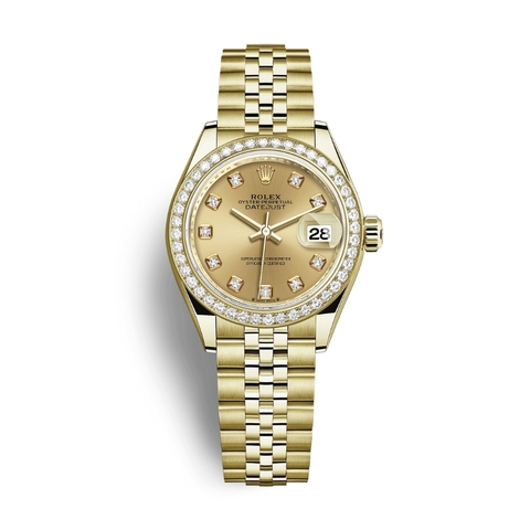 Đồng Hồ Rolex Lady-Datejust 28 279138RBR-0024 Mặt Số Vàng Dây Đeo Jubilee Vàng Vàng