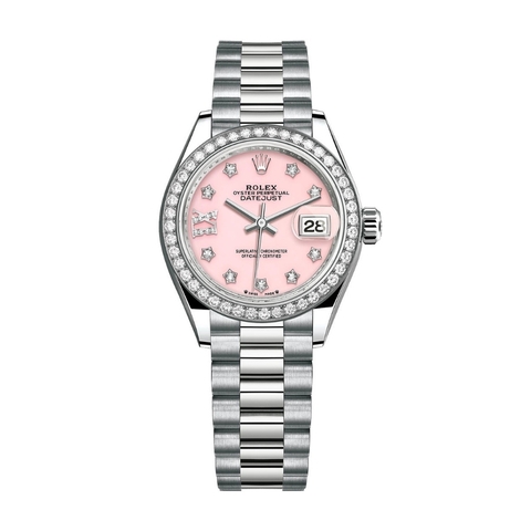Đồng Hồ Rolex Lady-Datejust 28 279139RBR-0002 Mặt Số Hồng Dây Đeo President Vàng Trắng