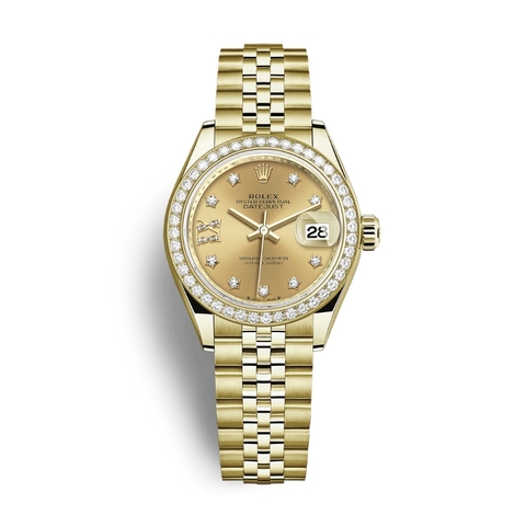 Đồng Hồ Rolex Lady-Datejust 28 279138RBR-0007 Mặt Số Vàng Dây Đeo Jubilee Vàng Vàng