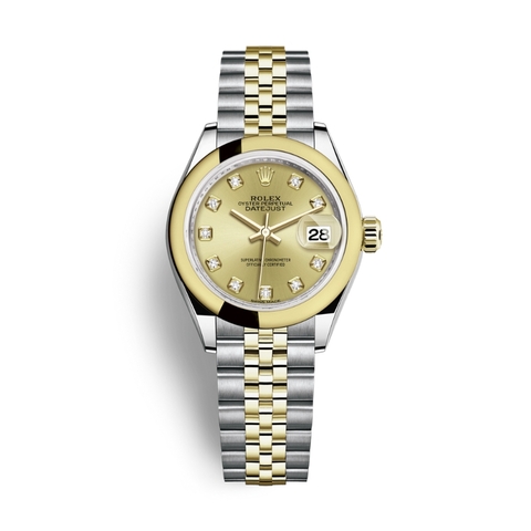 Đồng Hồ Rolex Lady-Datejust 28 279163-0011 Mặt Số Vàng Dây Đeo Jubilee Vàng Vàng Thép