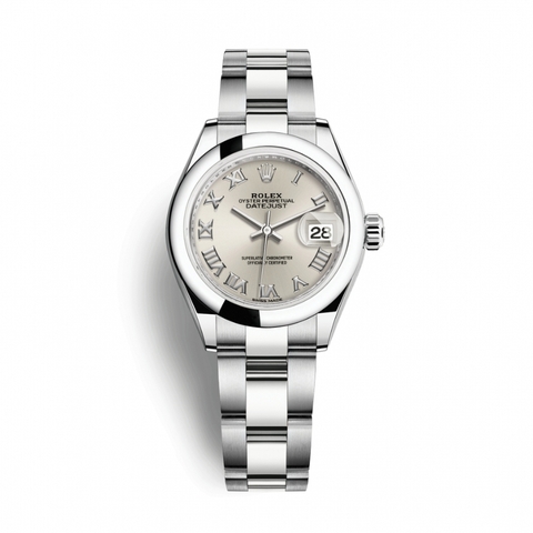 Đồng Hồ Rolex Lady-Datejust 28 279160-0008 Mặt Số Bạc Dây Đeo Oyster Thép