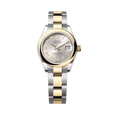 Đồng Hồ Rolex Lady-Datejust 28 279163-0006 Mặt Số Bạc Dây Đeo Oyster Vàng Vàng Thép