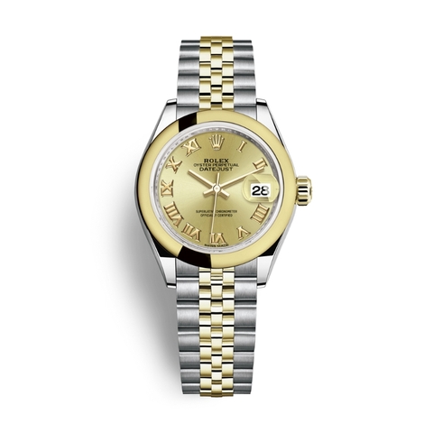 Đồng Hồ Rolex Lady-Datejust 28 279163-0009 Mặt Số Vàng Dây Đeo Jubilee Vàng Vàng Thép