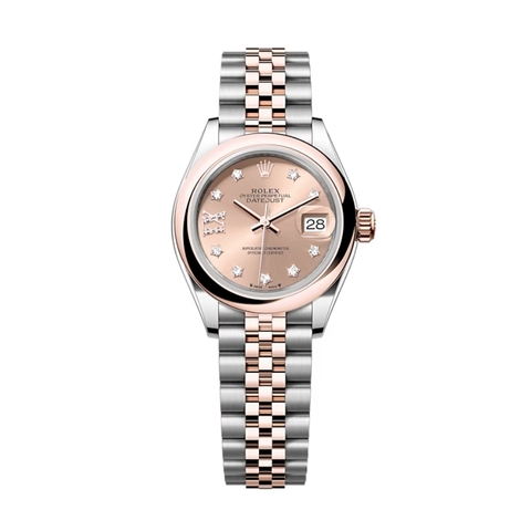 Đồng Hồ Rolex Lady-Datejust 28 279161-0027 Mặt Số Hoa Hồng Dây Đeo Jubilee Vàng Hồng Thép