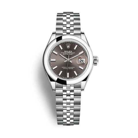 Đồng Hồ Rolex Lady-Datejust 28 279160-0009 Mặt Số Nâu Dây Đeo Jubilee Thép