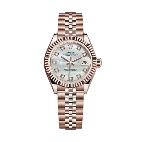 Đồng Hồ Rolex Lady-Datejust 28 279175-0018 Mặt Số Xà Cừ Dây Đeo Jubilee Vàng Hồng