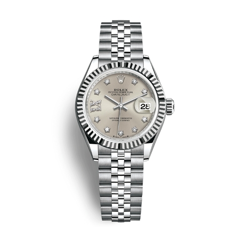 Đồng Hồ Rolex Lady-Datejust 28 279174-0021 Mặt Số Bạc Dây Đeo Jubilee Vàng Trắng Thép
