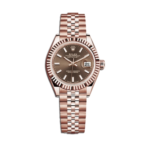 Đồng Hồ Rolex Lady-Datejust 28 279175-0008 Mặt Số Chocolate Dây Đeo Jubilee Vàng Hồng