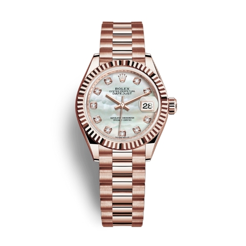 Đồng Hồ Rolex Lady-Datejust 28 279175-0017 Mặt Số Xà Cừ Dây Đeo President Vàng Hồng