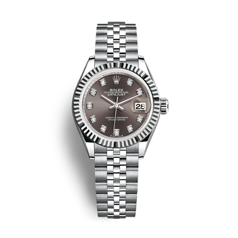 Đồng Hồ Rolex Lady-Datejust 28 279174-0015 Mặt Số Xám Đậm Dây Đeo Jubilee Vàng Trắng Thép