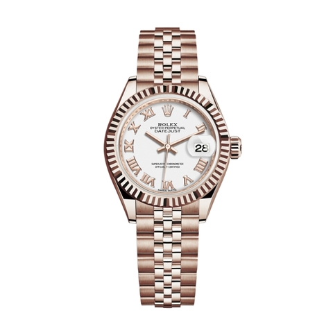 Đồng Hồ Rolex Lady-Datejust 28 279175-0022 Mặt Số Trắng Dây Đeo Jubilee Vàng Hồng