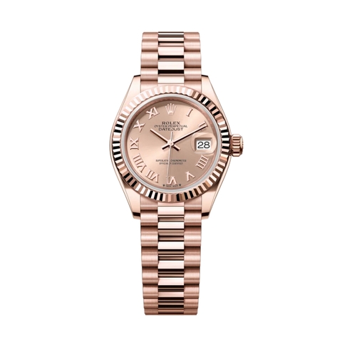 Đồng Hồ Rolex Lady-Datejust 28 279175-0027 Mặt Số Hoa Hồng Dây Đeo President Vàng Hồng
