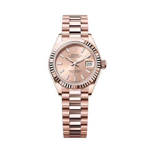 Đồng Hồ Rolex Lady-Datejust 28 279175-0025 Mặt Số Hoa Hồng Dây Đeo President Vàng Hồng