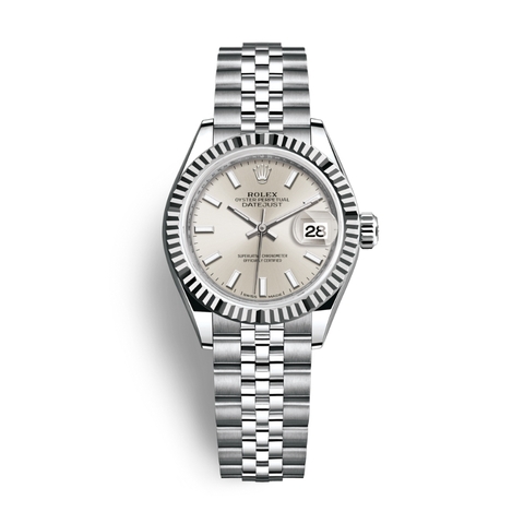 Đồng Hồ Rolex Lady-Datejust 28 279174-0005 Mặt Số Bạc Dây Đeo Jubilee Vàng Trắng Thép