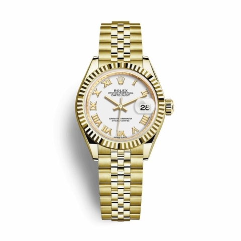 Đồng Hồ Rolex Lady-Datejust 28 279178-0030 Mặt Số Trắng Dây Đeo Jubilee Vàng Vàng