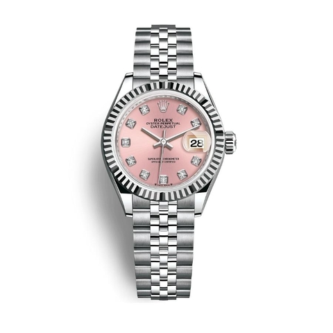 Đồng Hồ Rolex Lady-Datejust 28 279174-0003 Mặt Số Hồng Dây Đeo Jubilee Vàng Trắng Thép