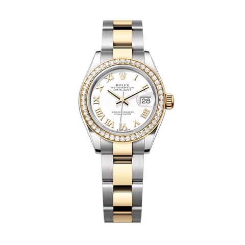 Đồng Hồ Rolex Lady-Datejust 28 279383RBR-0024 Mặt Số Trắng Dây Đeo Oyster Thép Vàng Vàng
