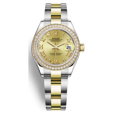 Đồng Hồ Rolex Lady-Datejust 28 279383RBR-0010 Mặt Số Vàng Dây Đeo Oyster Thép Vàng Vàng