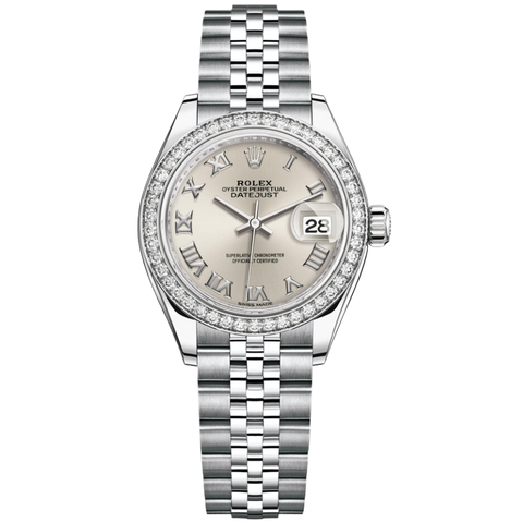 Đồng Hồ Rolex Lady-Datejust 28 279384RBR-0009 Mặt Số Bạc Dây Đeo Jubilee Thép