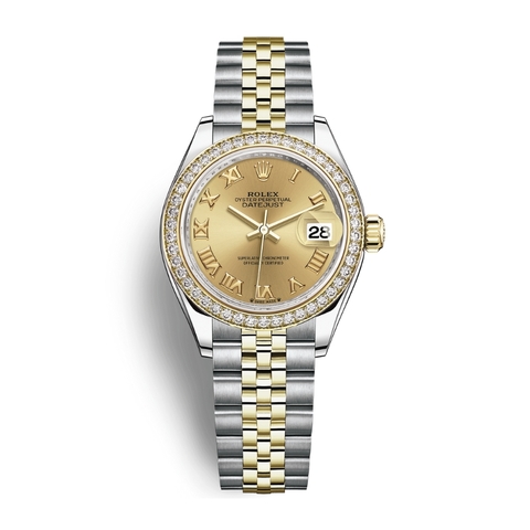 Đồng Hồ Rolex Lady-Datejust 28 279383RBR-0009 Mặt Số Vàng Dây Đeo Jubilee Thép Vàng Vàng