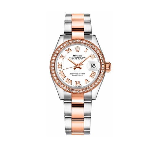 Đồng Hồ Rolex Lady-Datejust 28 279381RBR-0022 Mặt Số Trắng Dây Đeo Oyster Thép Vàng Hồng