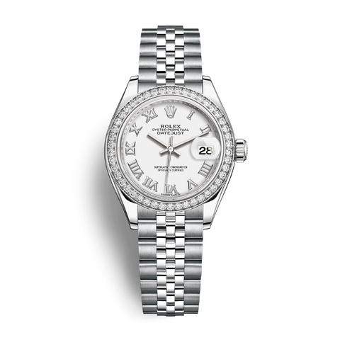 Đồng Hồ Rolex Lady-Datejust 28 279384RBR-0019 Mặt Số Trắng Dây Đeo Jubilee Thép