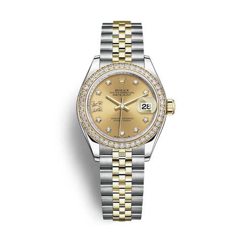 Đồng Hồ Rolex Lady-Datejust 28 279383RBR-0021 Mặt Số Vàng Dây Đeo Jubilee Thép Vàng Vàng