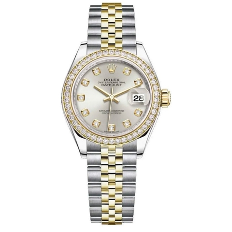 Đồng Hồ Rolex Lady-Datejust 28 279383RBR-0007 Mặt Số Bạc Dây Đeo Jubilee Thép Vàng Vàng