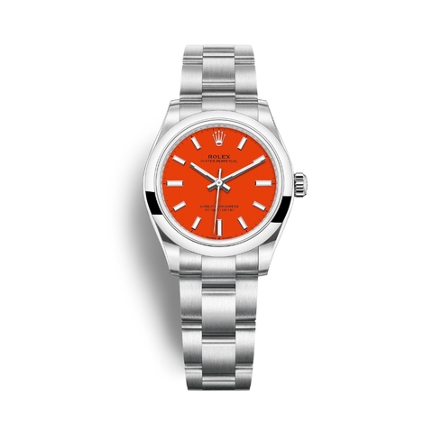 Đồng Hồ Rolex Oyster Perpetual 31 277200-0008 Mặt Số Đỏ San Hô Dây Đeo Oyster