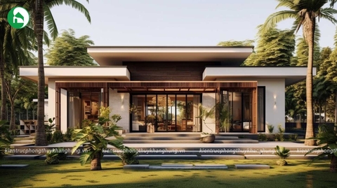 Nhà vườn 1 tầng mái bằng hiện đại
