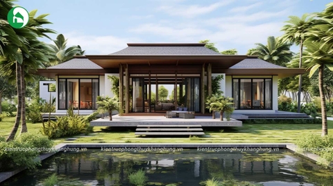 Nhà vườn mái Nhật 1 tầng