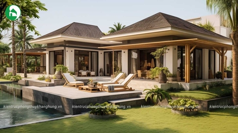 Nhà vườn 1 tầng nhẹ nhàng, thoải mái