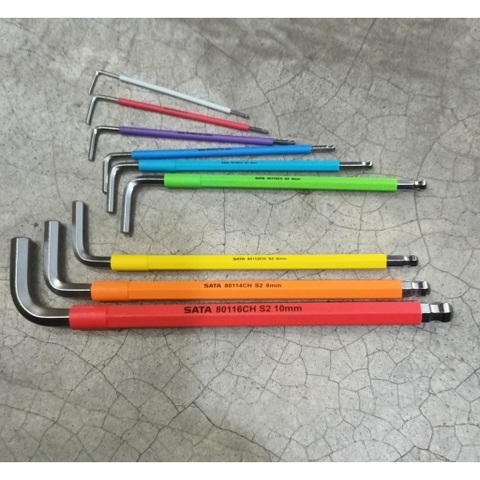 Cây lục giác bi dài 10mm bọc nhựa màu SATA 80116CH
