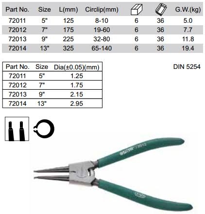 Kìm lấy phe ngoài mũi thẳng dòng G 8inch SATA 73013