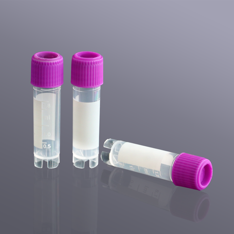 Lọ Vial trữ mẫu đông lạnh 2.0ml, ren ngoài, tiệt trùng, nắp màu tím, ống trong suốt